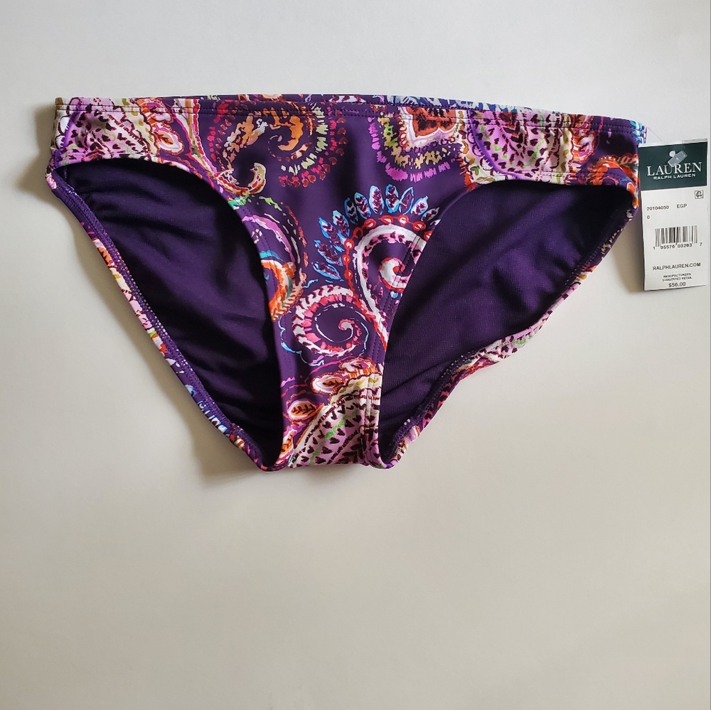 NWT Lauren Ralph Lauren Paisley Print Hipster Bikini Bottom - Picture 4 of 11